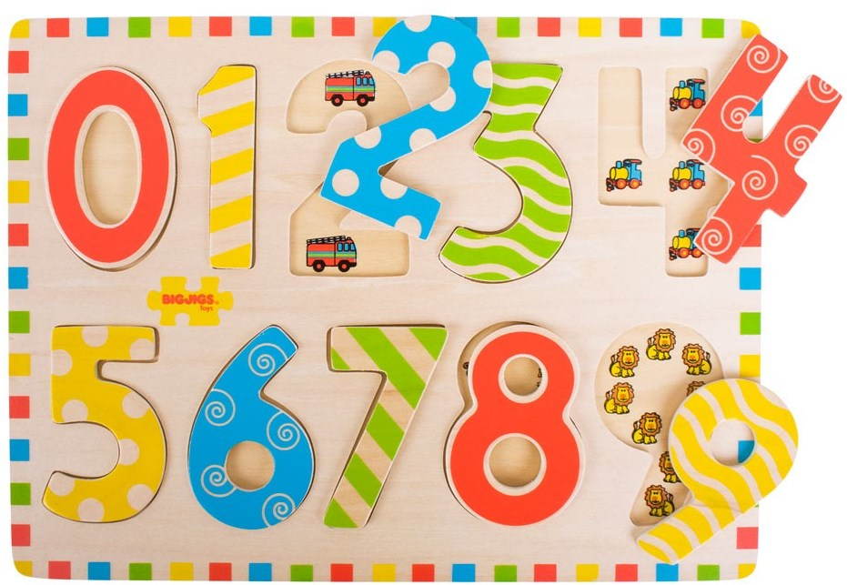 Drevené vkladacie puzzle – Počítanie s obrázkami