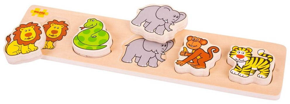 Drevené široké vkladacie puzzle – Safari
