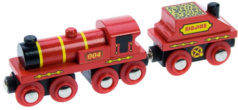 Bigjigs Červená lokomotíva s tendrom