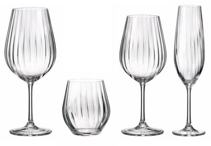 Bohemia Royal Crystal Súprava pohárov na víno a na vodu 16 ks SARAH WATERFALL