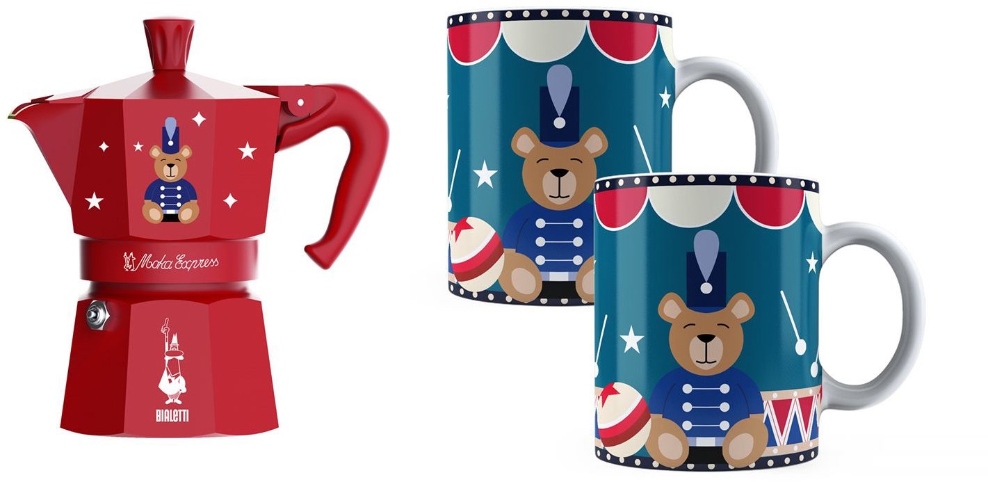 Bialetti Joyful Christmas Moka express 6 porcií + 2 hrnčeky