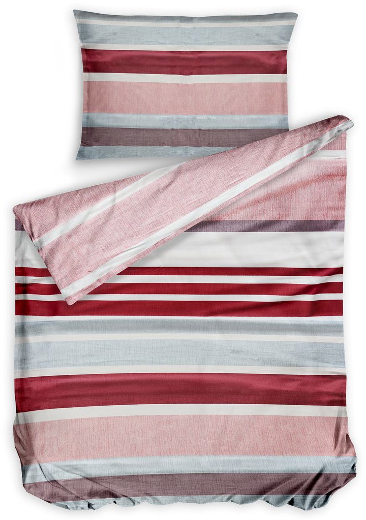 Bierbaum Saténové obliečky Stripe Berries 140 × 200/70 × 90 cm