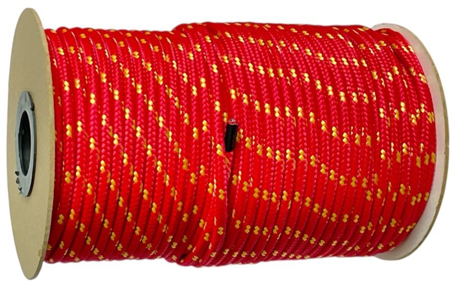 BKshop PPF 8 Polypropylenové lano pletené s jádrem, průměr 8 mm, 100 m červené
