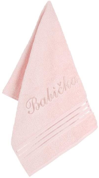BELLATEX s.r.o. Froté uterák 50 × 100 Linie L/719 ružový s výšivkou Babička