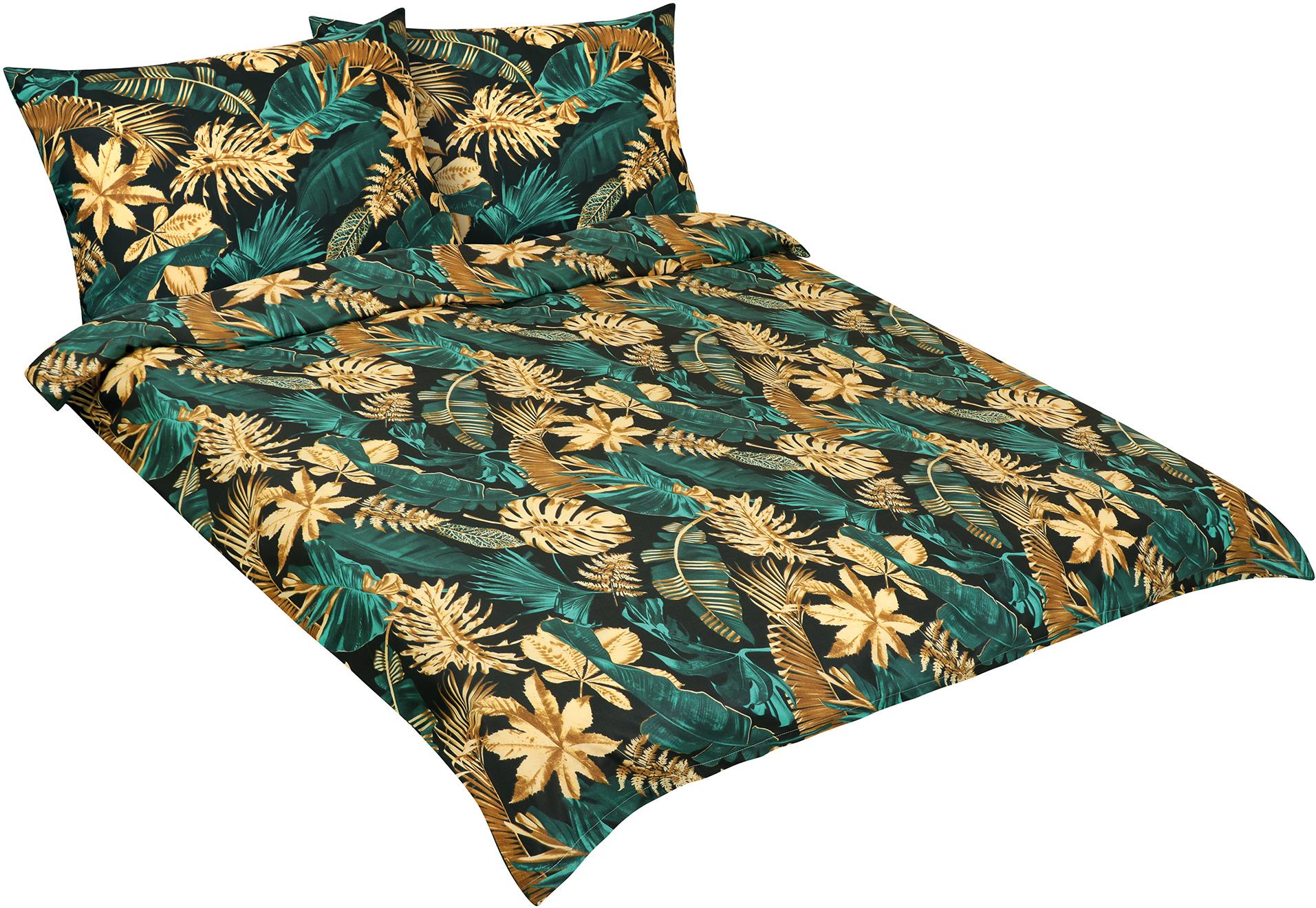 BELLATEX Obliečky bavlna F 90 cm/692 monstera zelená 1 ks 200 × 200 cm, 2 ks 70 × 90 cm