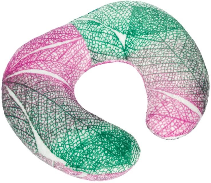 BELLATEX Cestovný vankúšik podkova Korall 24/295 cca 30×35 ružové listy