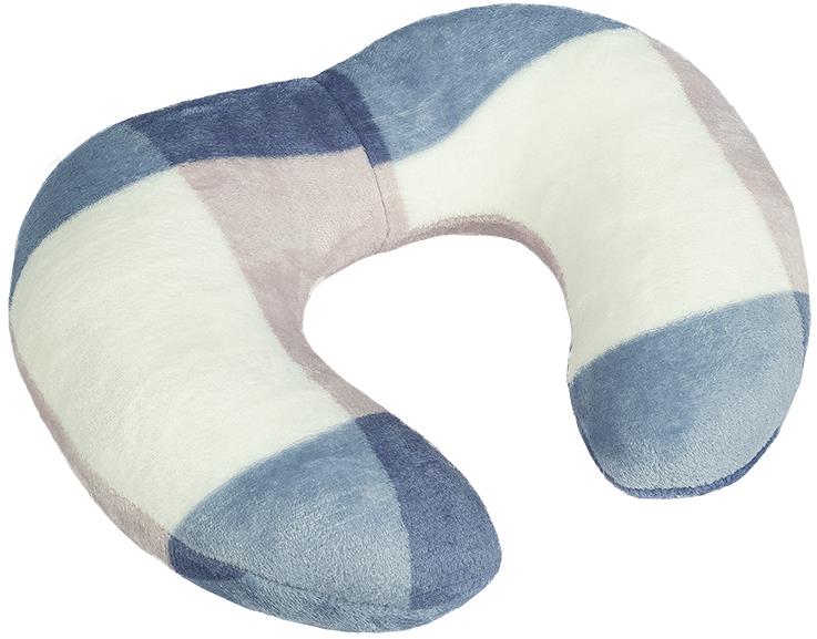 Bellatex Cestovný vankúšik podkova Korall 24/120 30 × 35 cm modrá kocka