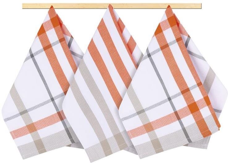 Bellatex Sada 3 kusov – 50 × 70 cm – káro oranžové