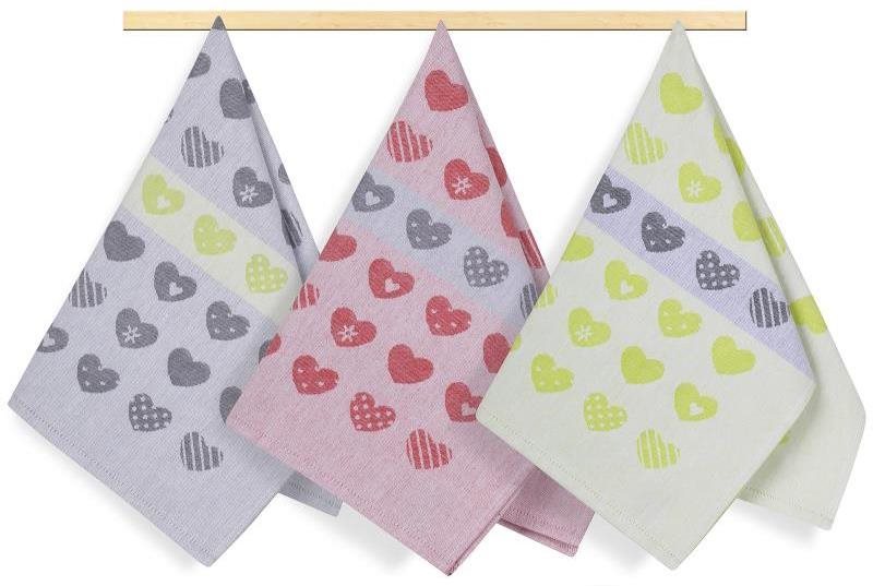 Bellatex Sada 3 kusov – 50 × 70 cm – srdiečka