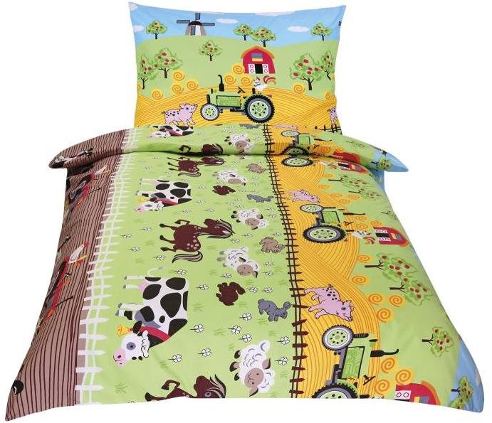Bellatex Bavlnené Junior – 140 × 200, 70 × 90 cm – farma