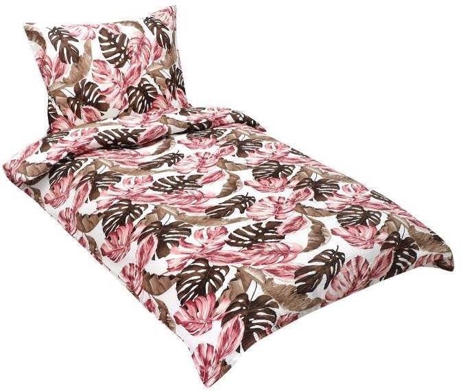 BELLATEX s. r. o. Obliečky krep 80/435 monstera ružová 140 × 220, 70 × 90