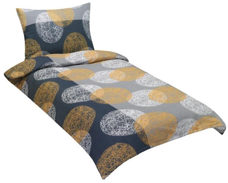 Bellatex Obliečky bavlna 90/865 sivooranžové gule 140 × 200, 70 × 90 cm