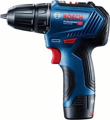Bosch GSR 12V-30 2× 2 Ah + 14 ks vrtákov + 25 ks bitov v taške