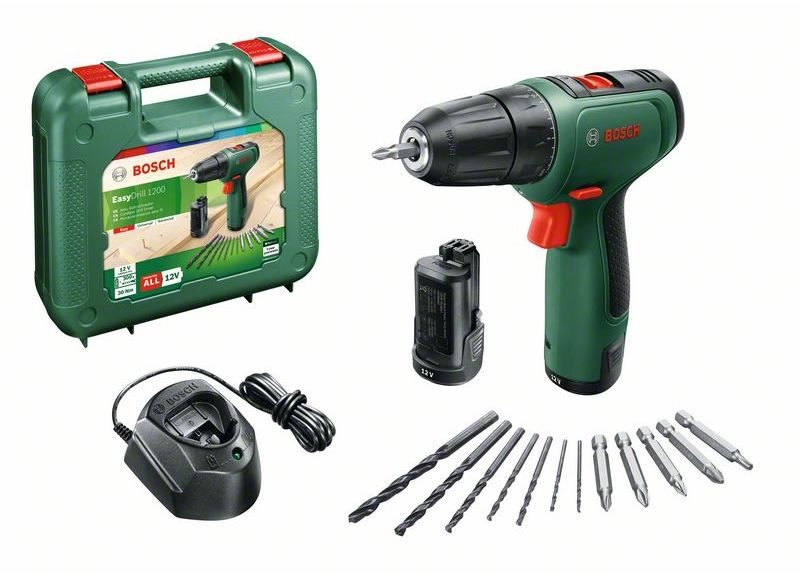 BOSCH EasyDrill 1200 (Nico) (2× 1,5 Ah) + AC sada 0.603.9D3.007