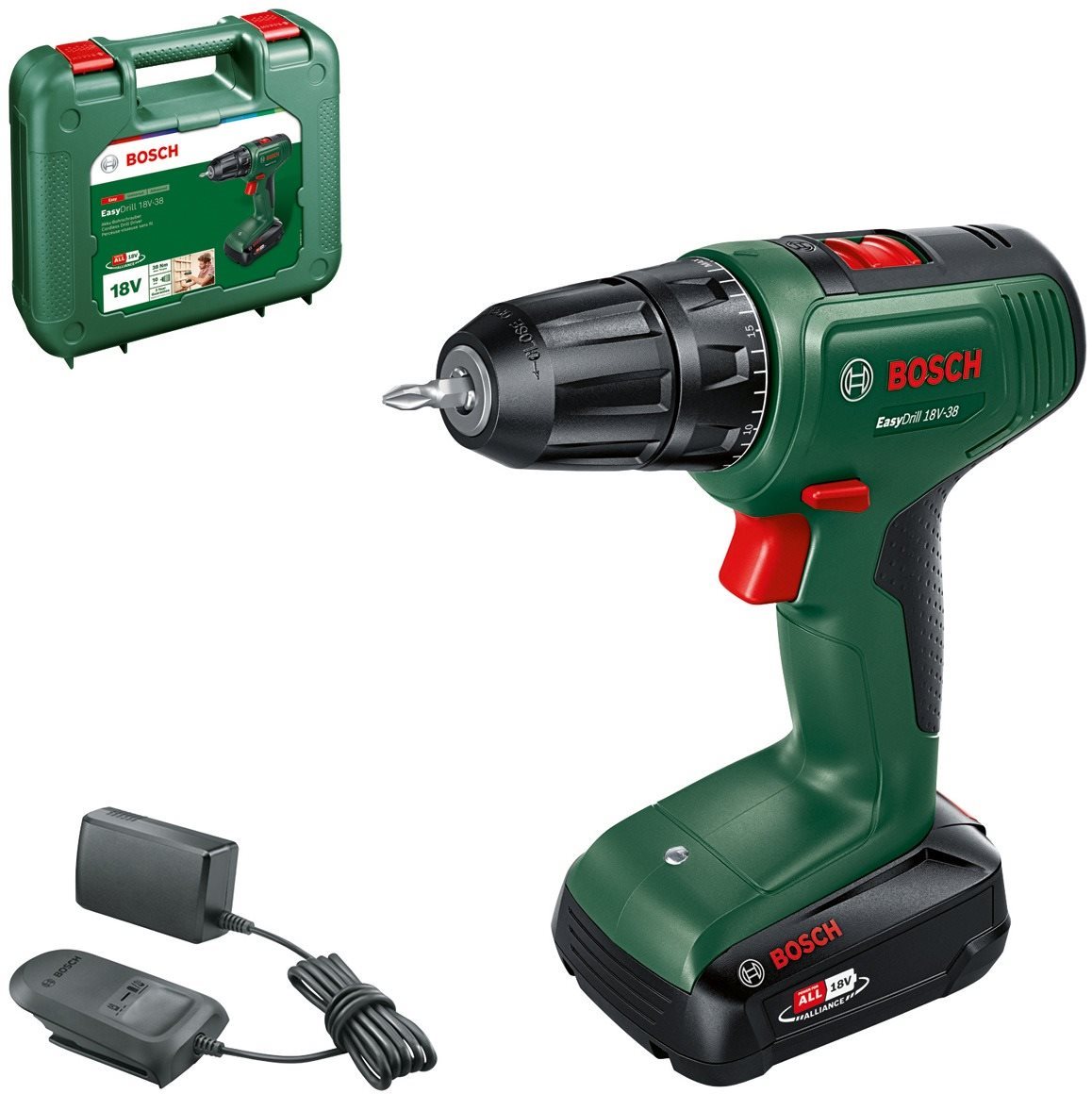 Bosch EasyDrill 18V-38 (1× 2,0 Ah, kufor)