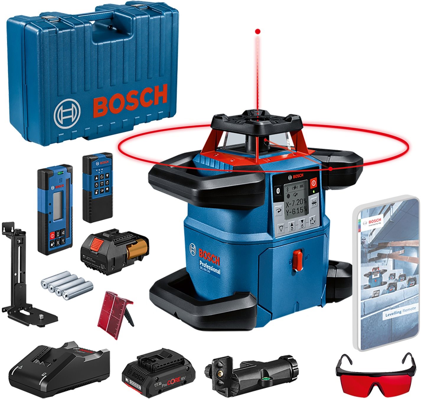 BOSCH Professional Rotačný laser GRL 600 CHV + LR60 + RC6 + kufor 0.601.061.F00