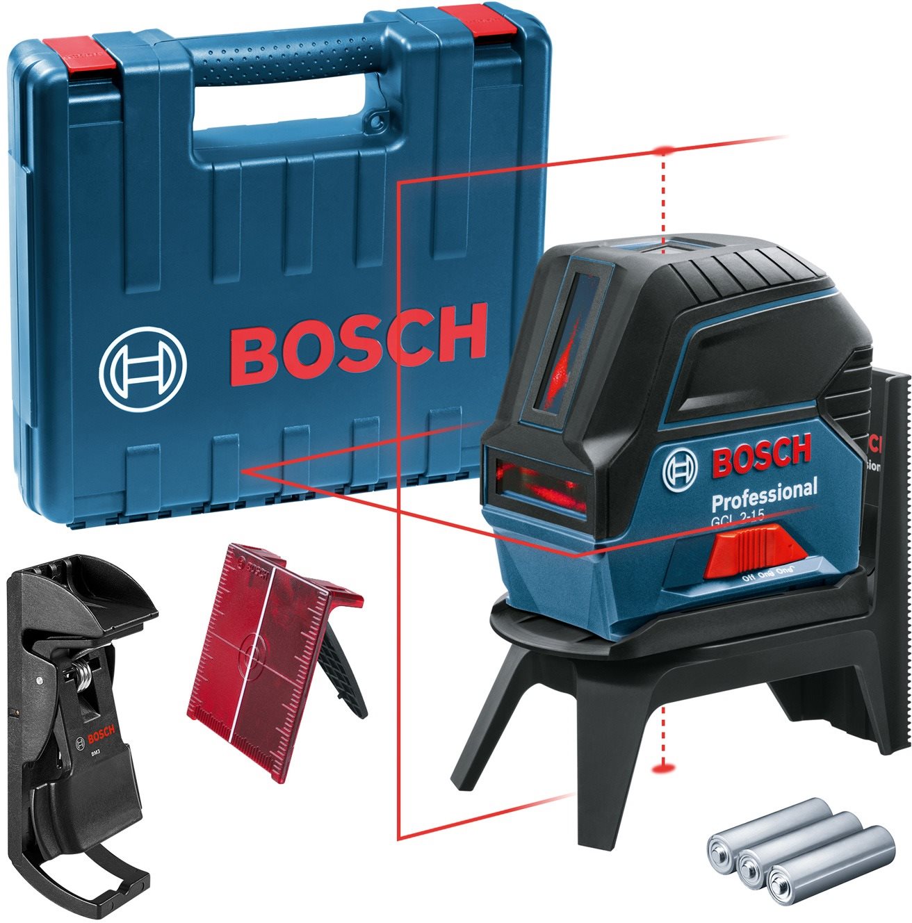 BOSCH Professional Krížový laser GCL 2-15 RM1 0.601.066. E02 (3× AA)