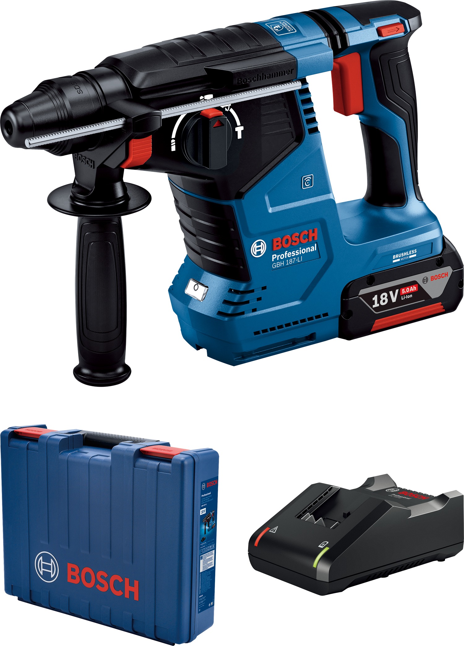 BOSCH Professional Vŕtacie kladivo AKU GBH 187-Li 18 V, 1× 5 Ah, kufor 0.611.923.022