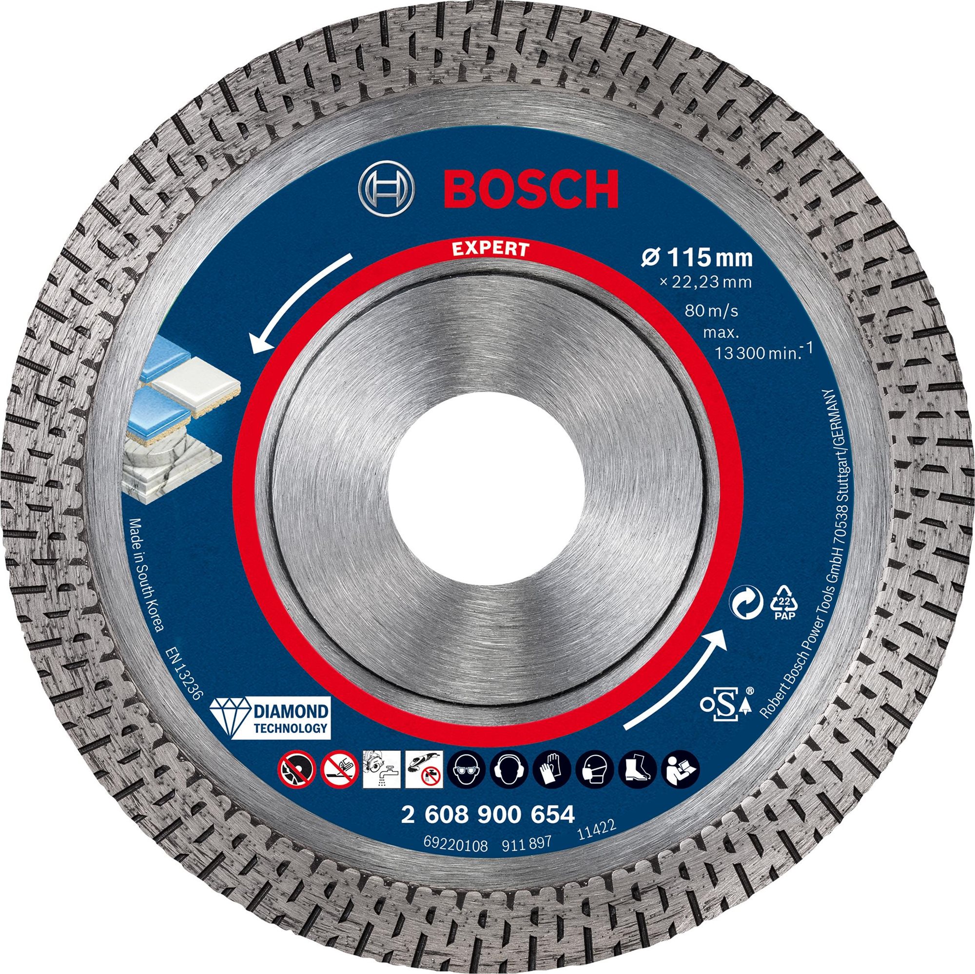 Bosch Diamantový rezný kotúč EXPERT HardCeramic 115 × 22,23 × 1,4 × 10 mm 2.608.900.654
