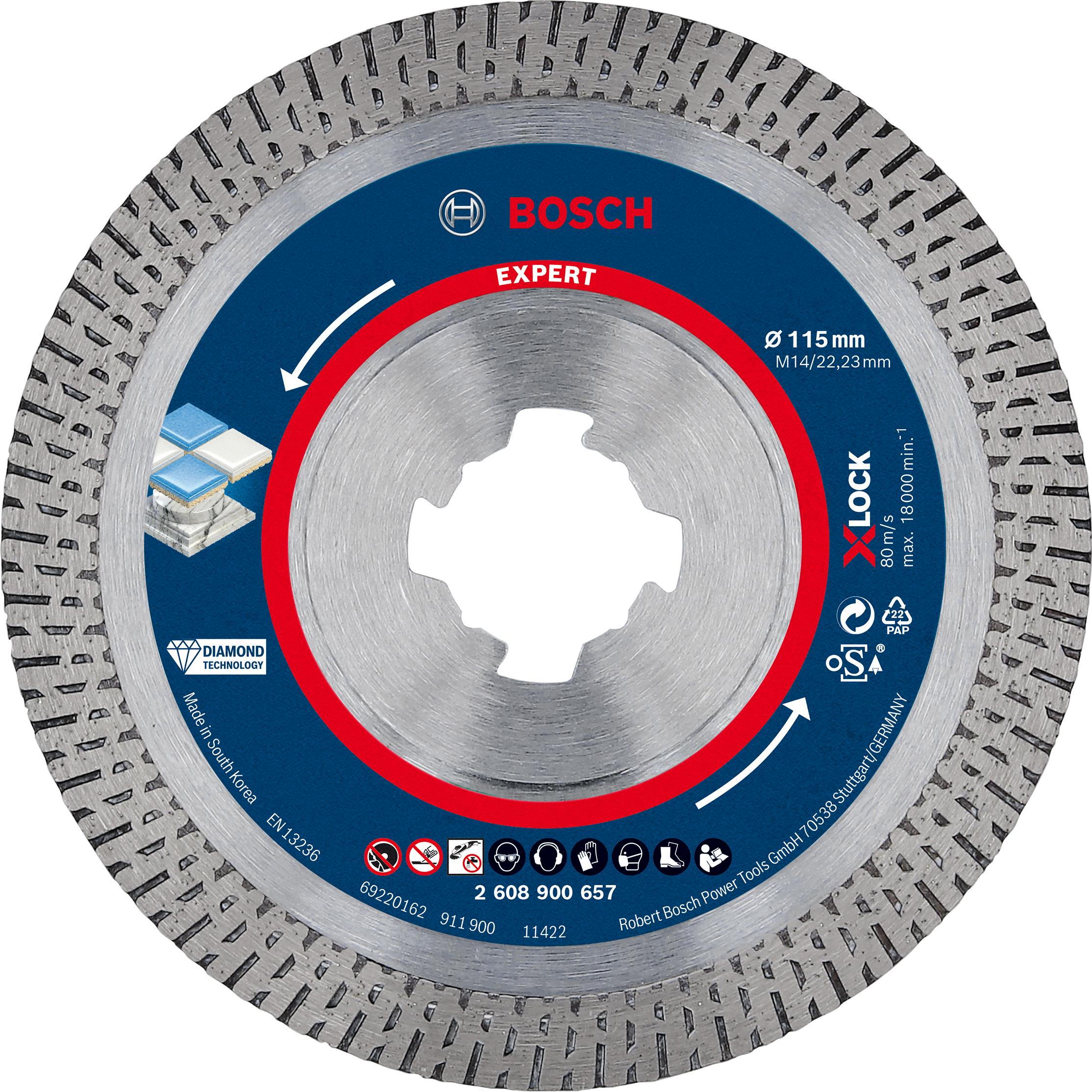 Bosch Diamantový rezný kotúč EXPERT HardCeramic X-LOCK 115 × 22,23 × 1,4 × 10 mm 2.608.900.657