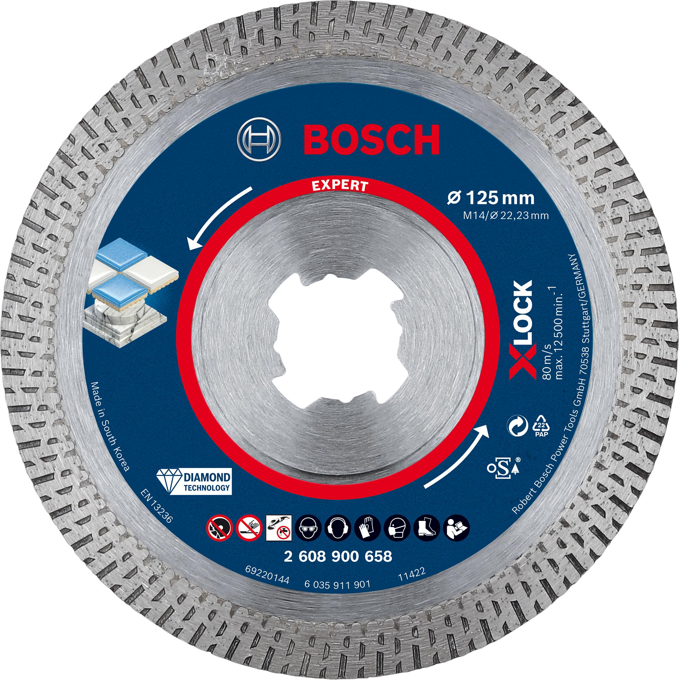 Bosch Diamantový rezný kotúč EXPERT HardCeramic X-LOCK 125 × 22,23 × 1,4 × 10 mm 2.608.900.658