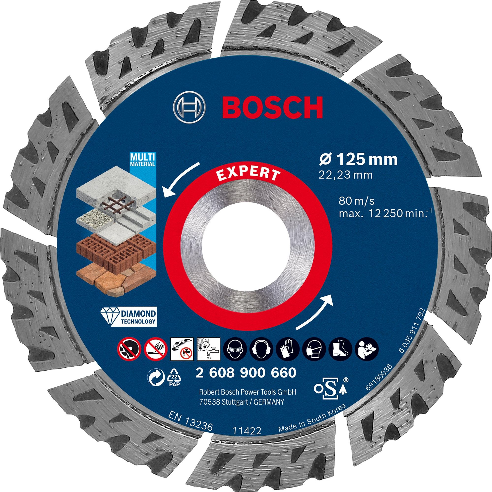 Bosch Diamantový rezný kotúč EXPERT MultiMaterial 125 × 22,23 × 2,2 × 12 mm 2.608.900.660