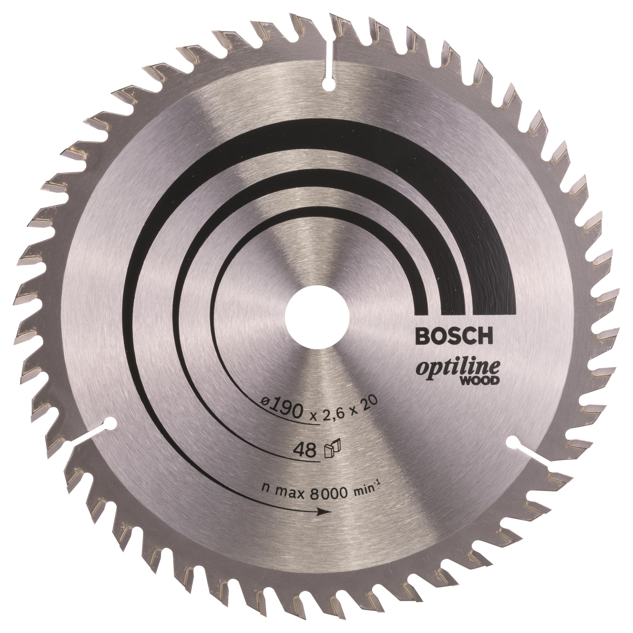 Bosch Pílový kotúč Optiline Wood 190 × 20/16 × 2,6 mm, 48 2.608.640.614