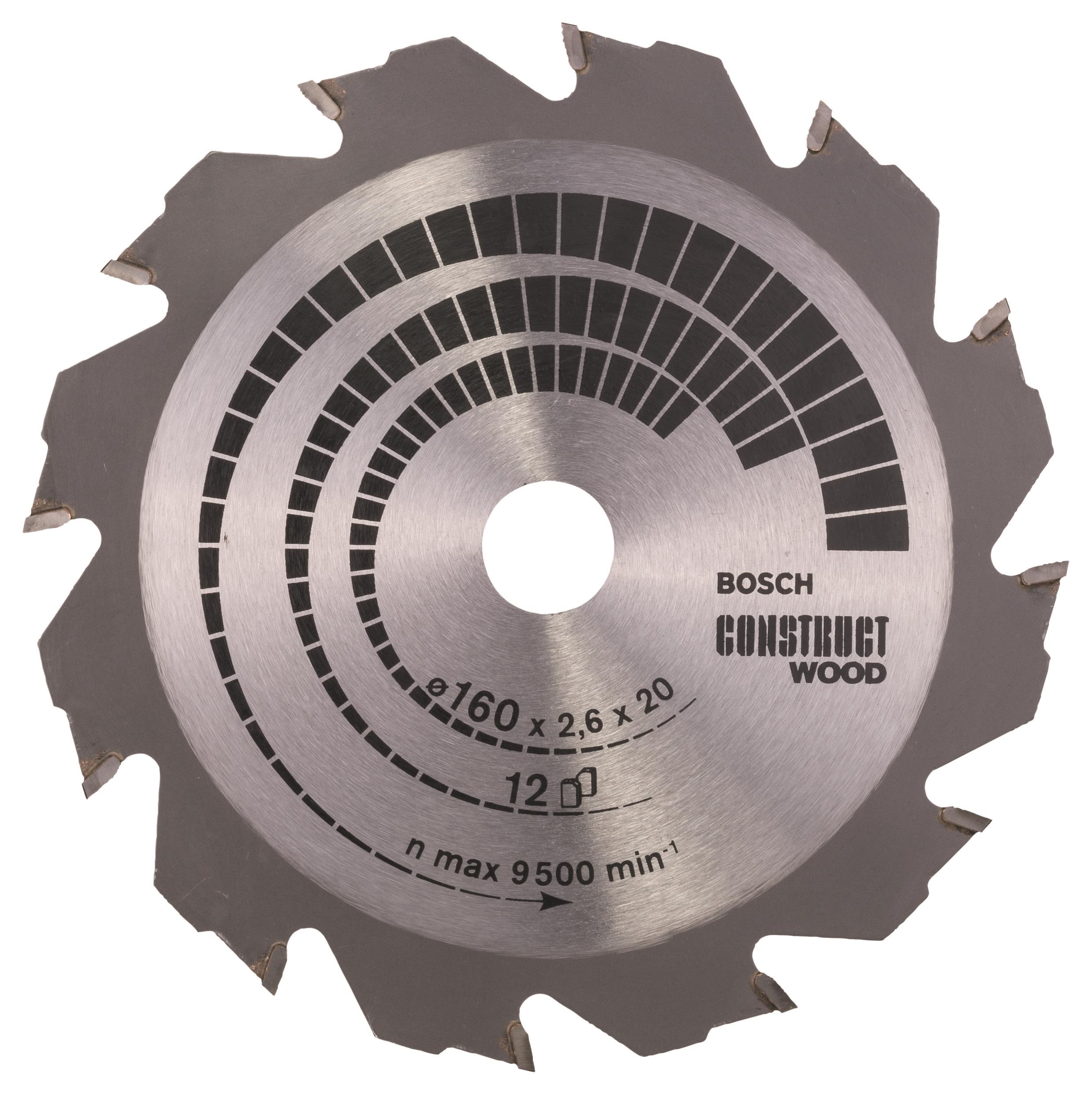Bosch Pílový kotúč Construct Wood 160 × 20/16 × 2,6 mm; 12 2.608.640.630
