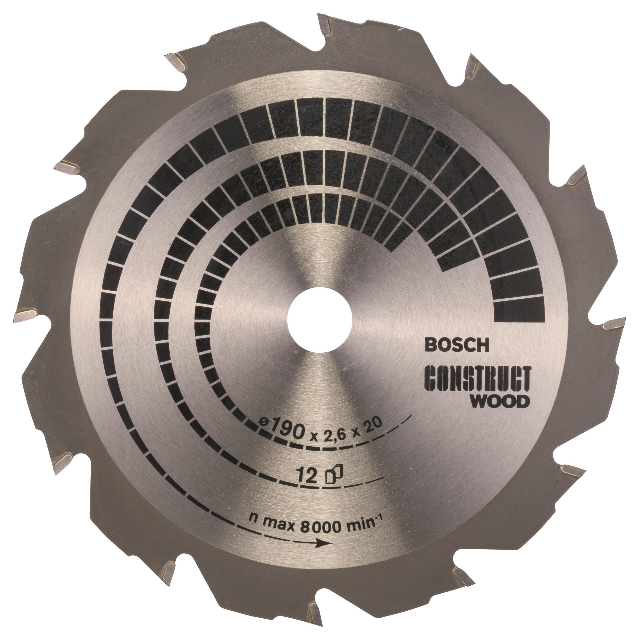 Bosch Pílový kotúč Construct Wood 190 × 20/16 × 2,6 mm; 12 2.608.641.201