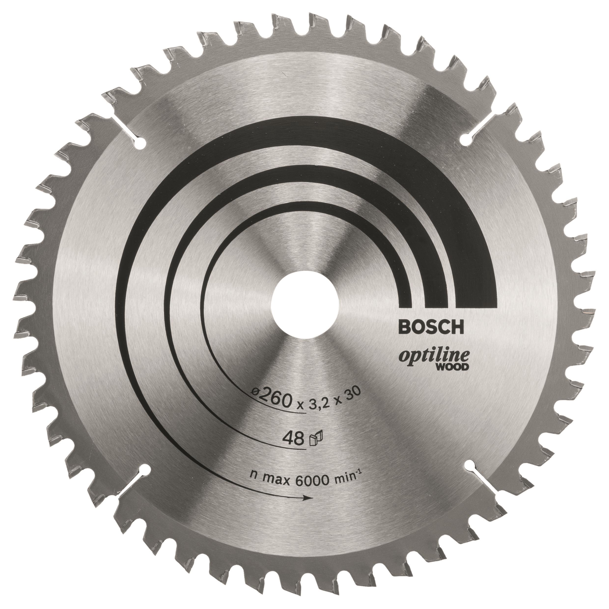 Bosch Pílový kotúč Optiline Wood 260 × 30 × 3,2 mm, 48 2.608.641.202