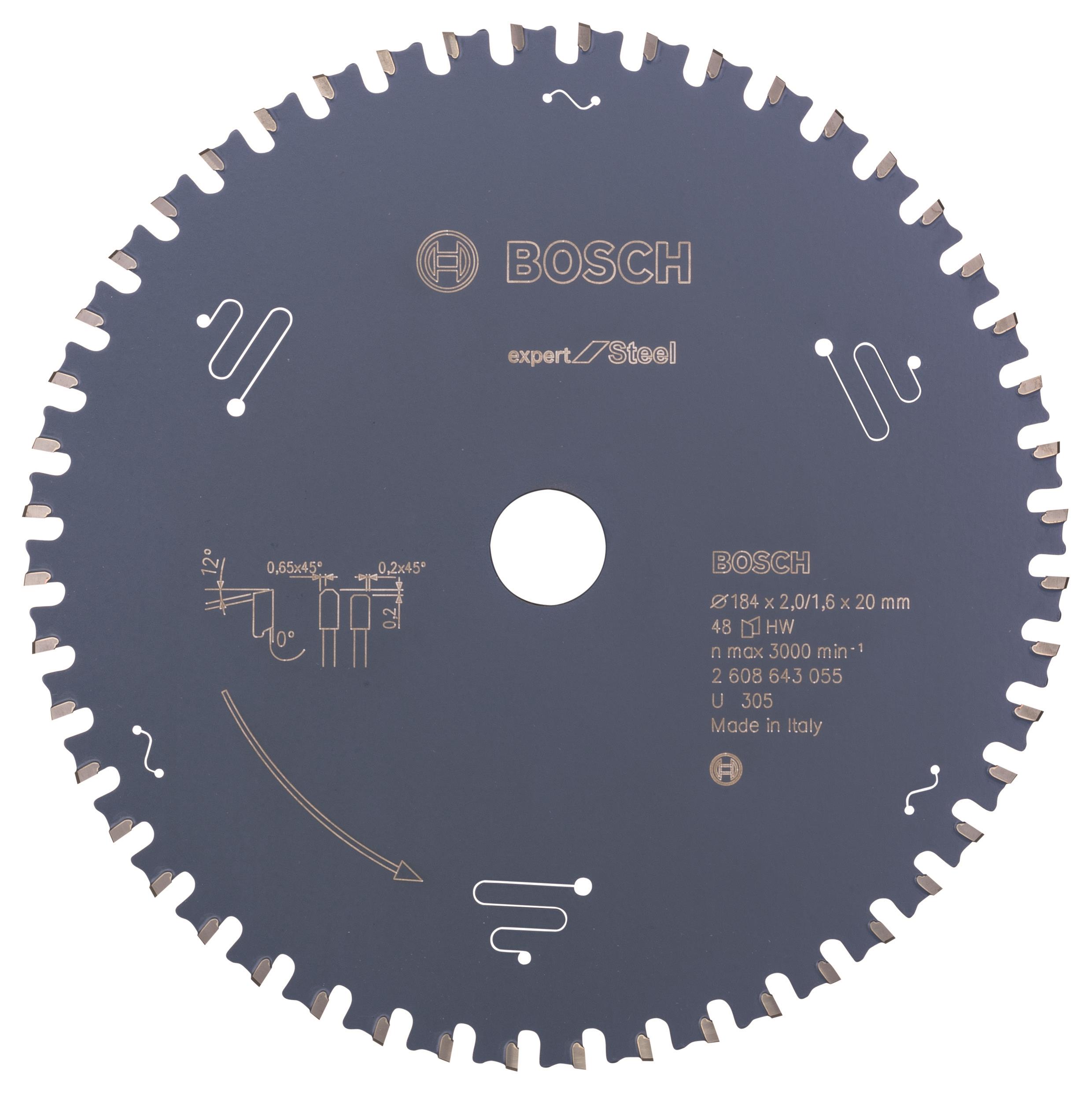 Bosch Pílový kotúč do okružných píl Expert for Steel 184 × 20 × 2,0 mm, 48 2.608.643.055
