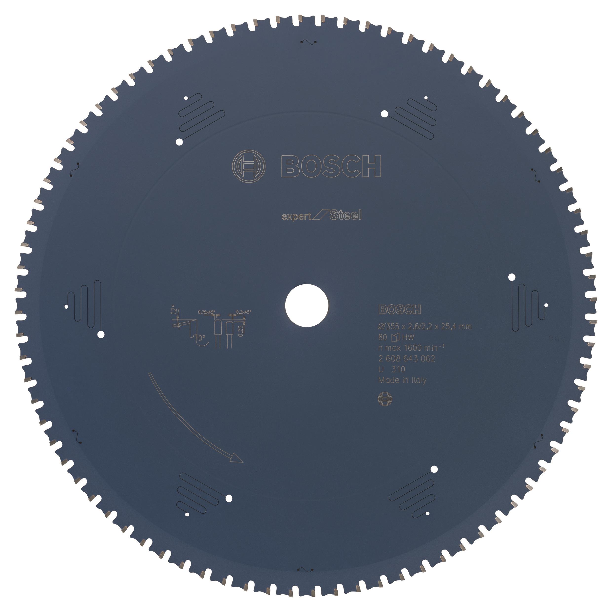 Bosch Pílový kotúč do okružných píl Expert for Steel 355 × 25,4 × 2,6 mm, 80 2.608.643.062