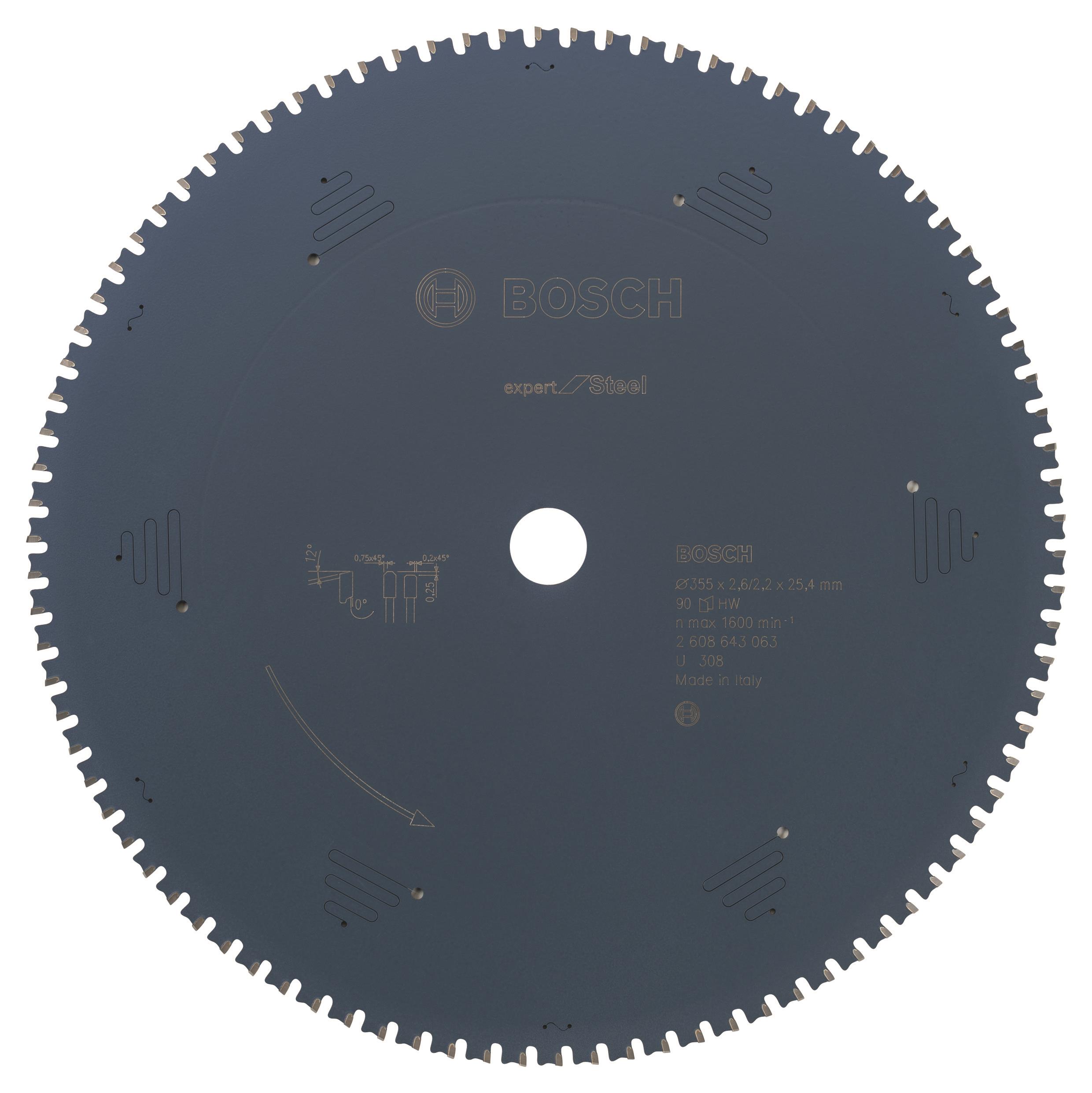 Bosch Pílový kotúč do okružných píl Expert for Steel 355 × 25,4 × 2,6 mm, 90 2.608.643.063