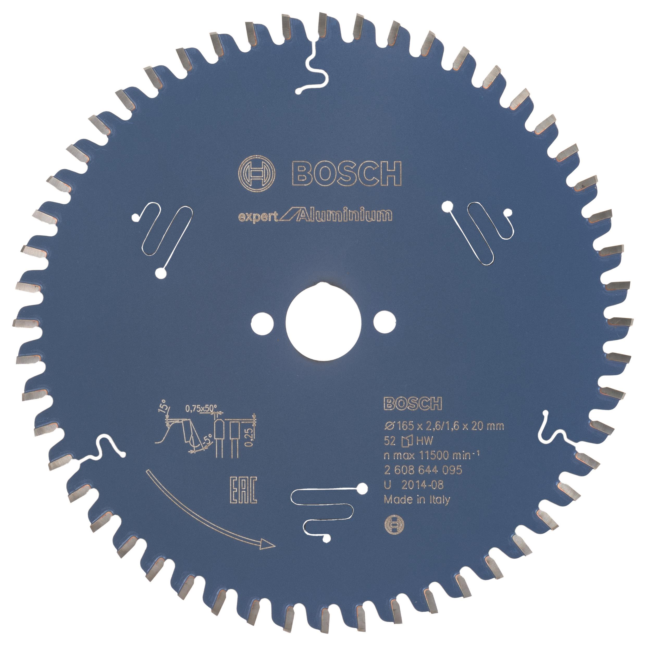 Bosch Pílový kotúč Expert for Aluminium 165 × 20 × 2,6 mm, 52 2.608.644.095