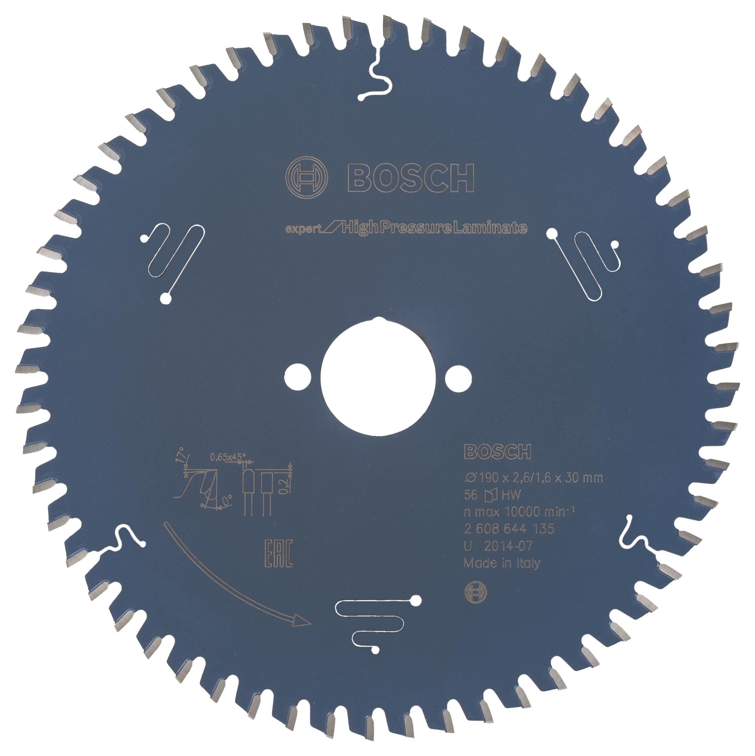 Bosch Pílový kotúč Expert for High Pressure Laminate 190 × 30 × 2,6 mm, 56 2.608.644.135