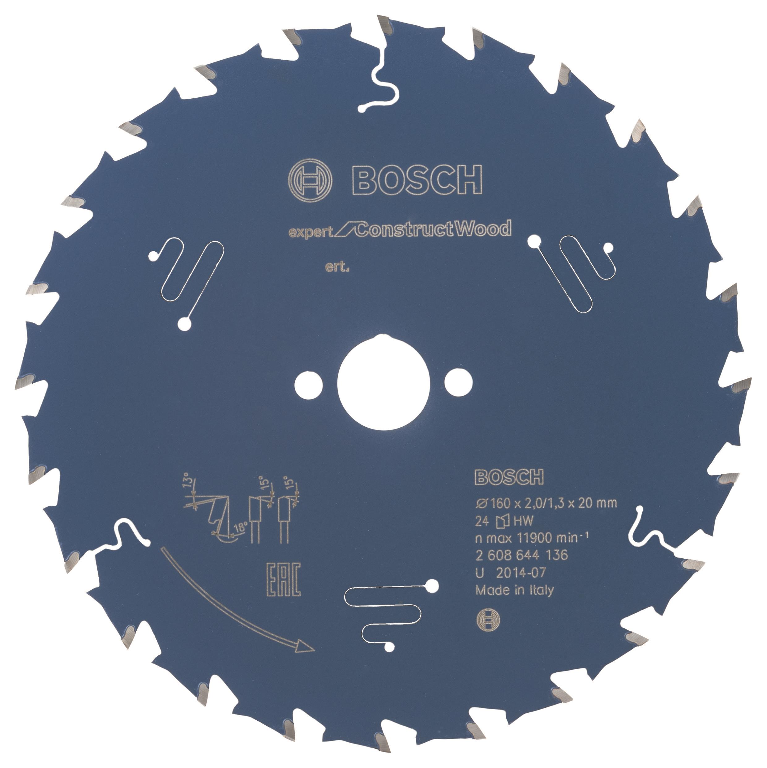 Bosch Pílový kotúč Expert for Construct Wood 160 × 20 × 2,0 mm, 24 2.608.644.136