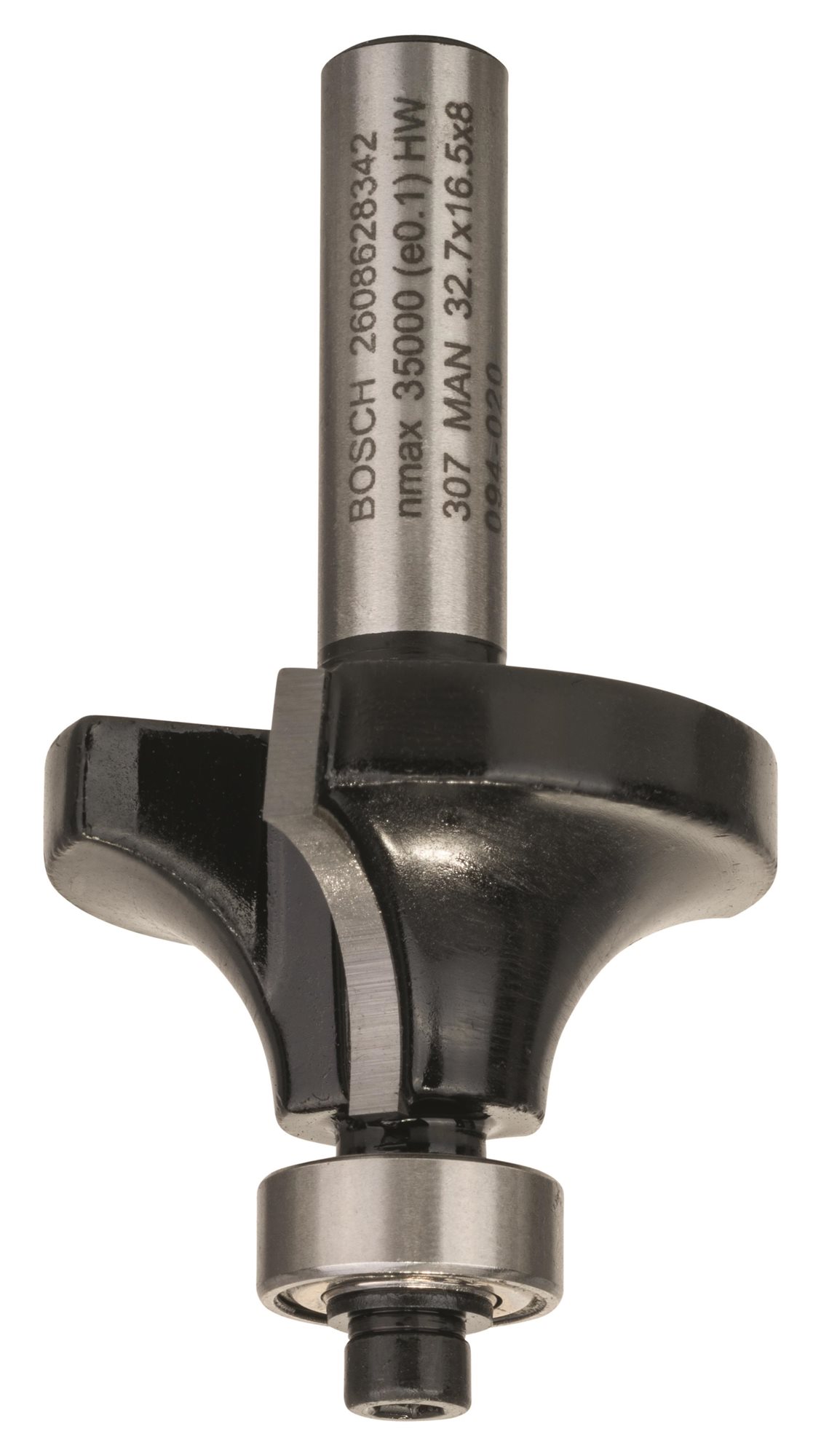 BOSCH Zaobľovacia fréza, 8 mm, R1 10 mm, L 16,5 mm, G 57 mm 2.608.628.342