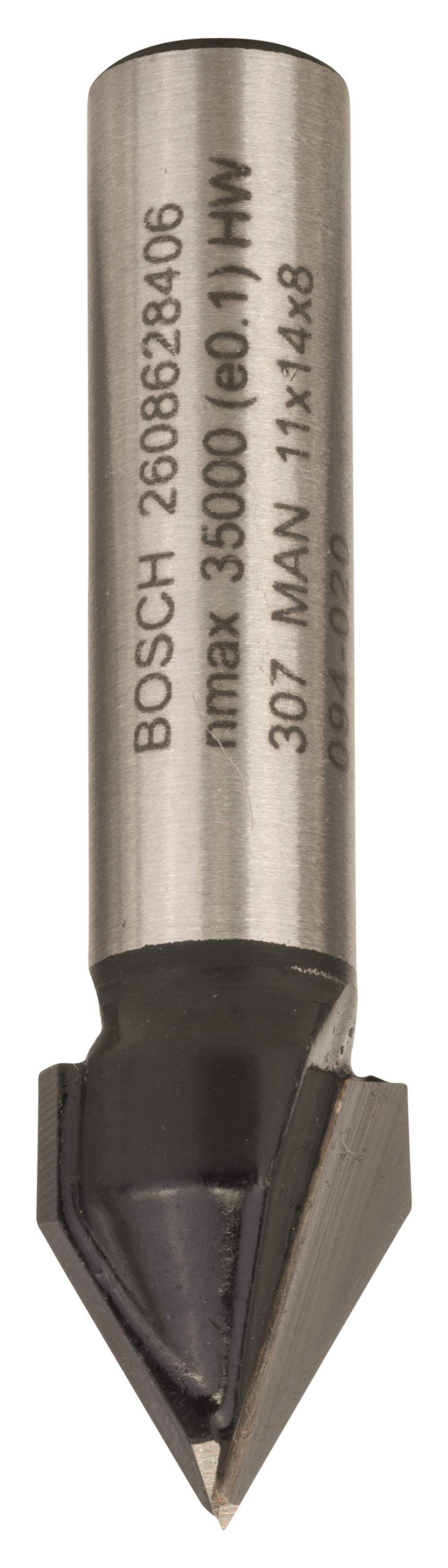 BOSCH Drážkovacia fréza tvaru V, 8 mm, D1 11 mm, L 14 mm, G 45 mm, 60° 2.608.628.406