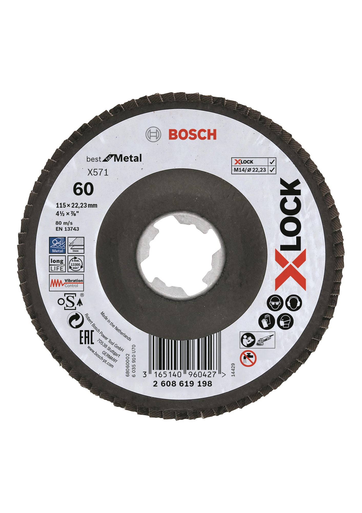 BOSCH Best for Metal systému X-LOCK, šikmá verzia, fíbrová doska, O 115 mm, G 60, X571 2.608.619.198