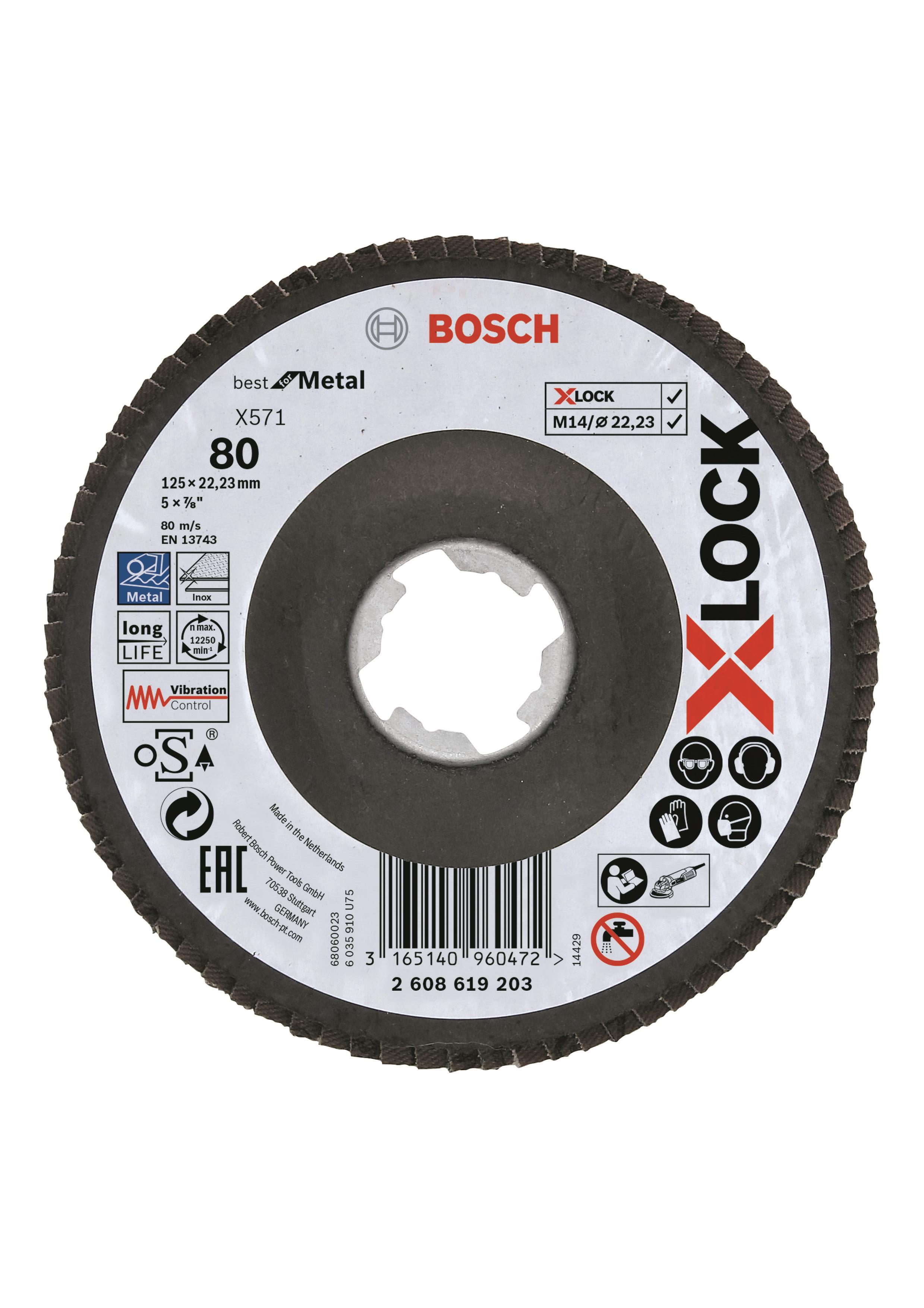BOSCH Best for Metal systému X-LOCK, šikmá verzia, fíbrová doska, O 125 mm, G 80, X571 2.608.619.203