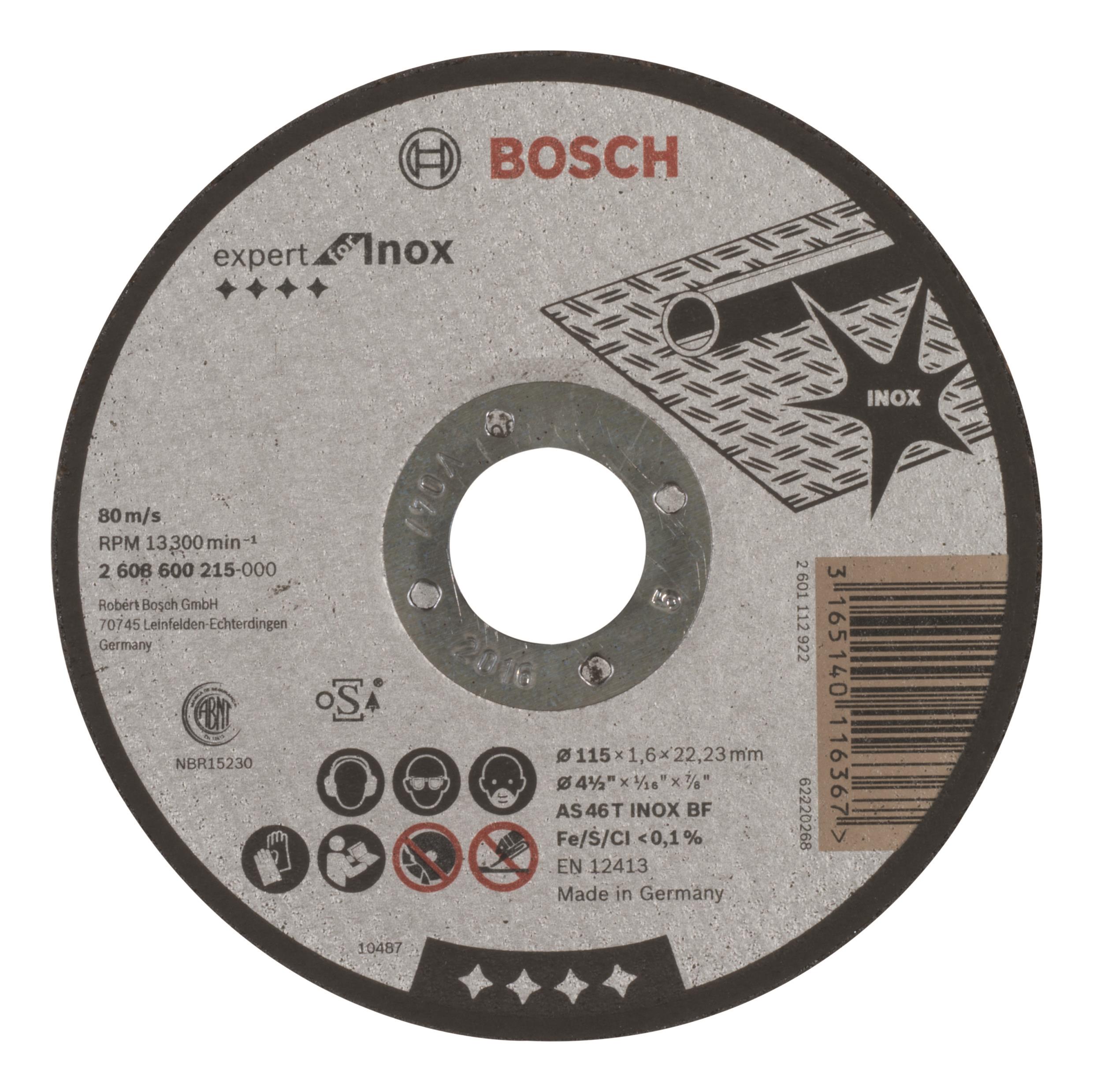 BOSCH Deliaci kotúč rovný Expert for Inox AS 46 T INOX BF, 115 mm, 1,6 mm 2.608.600.215