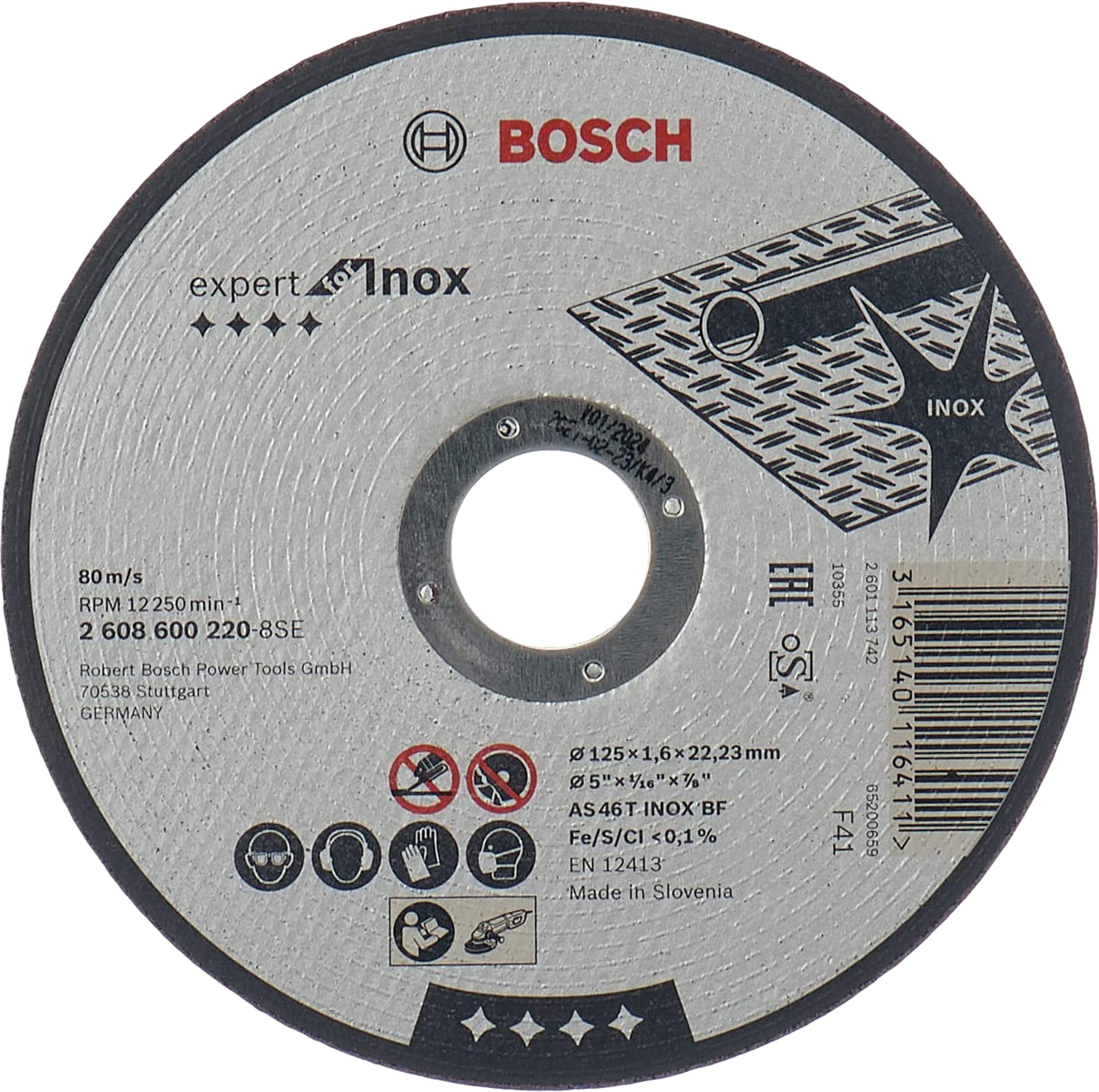 BOSCH Deliaci kotúč rovný Expert for Inox AS 46 T INOX BF, 125 mm, 1,6 mm 2.608.600.220