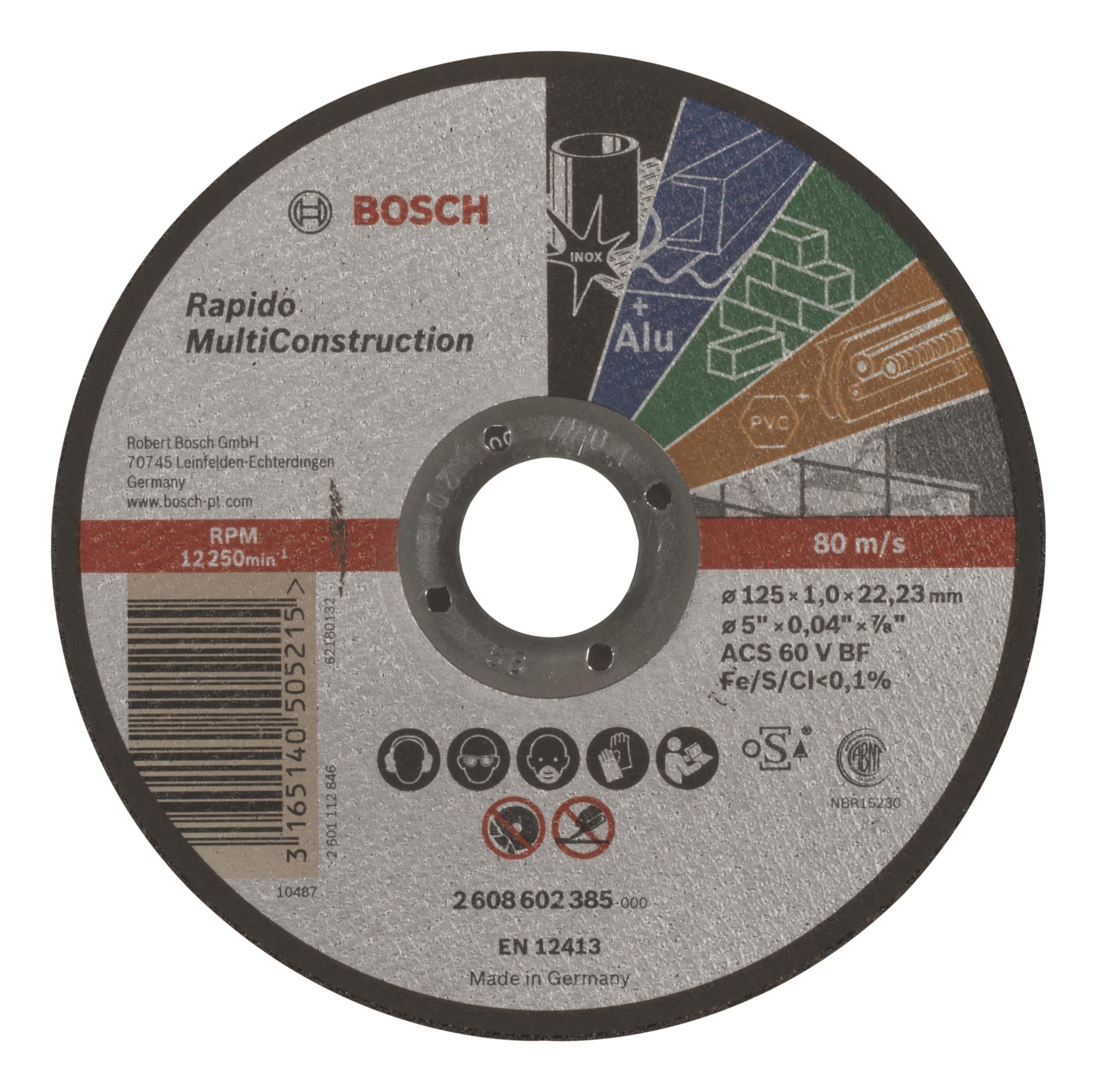 BOSCH Deliaci kotúč rovný Rapido Multi Construction ACS 60 V BF, 125 mm, 1,0 mm 2.608.602.385