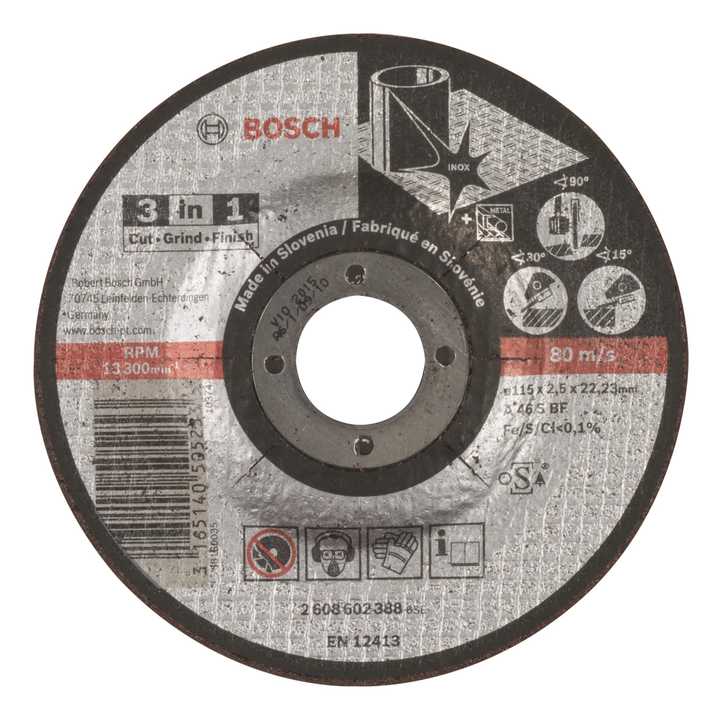 BOSCH Deliaci kotúč 3 v 1 A 46 S BF, 115 mm, 2,5 mm 2.608.602.388