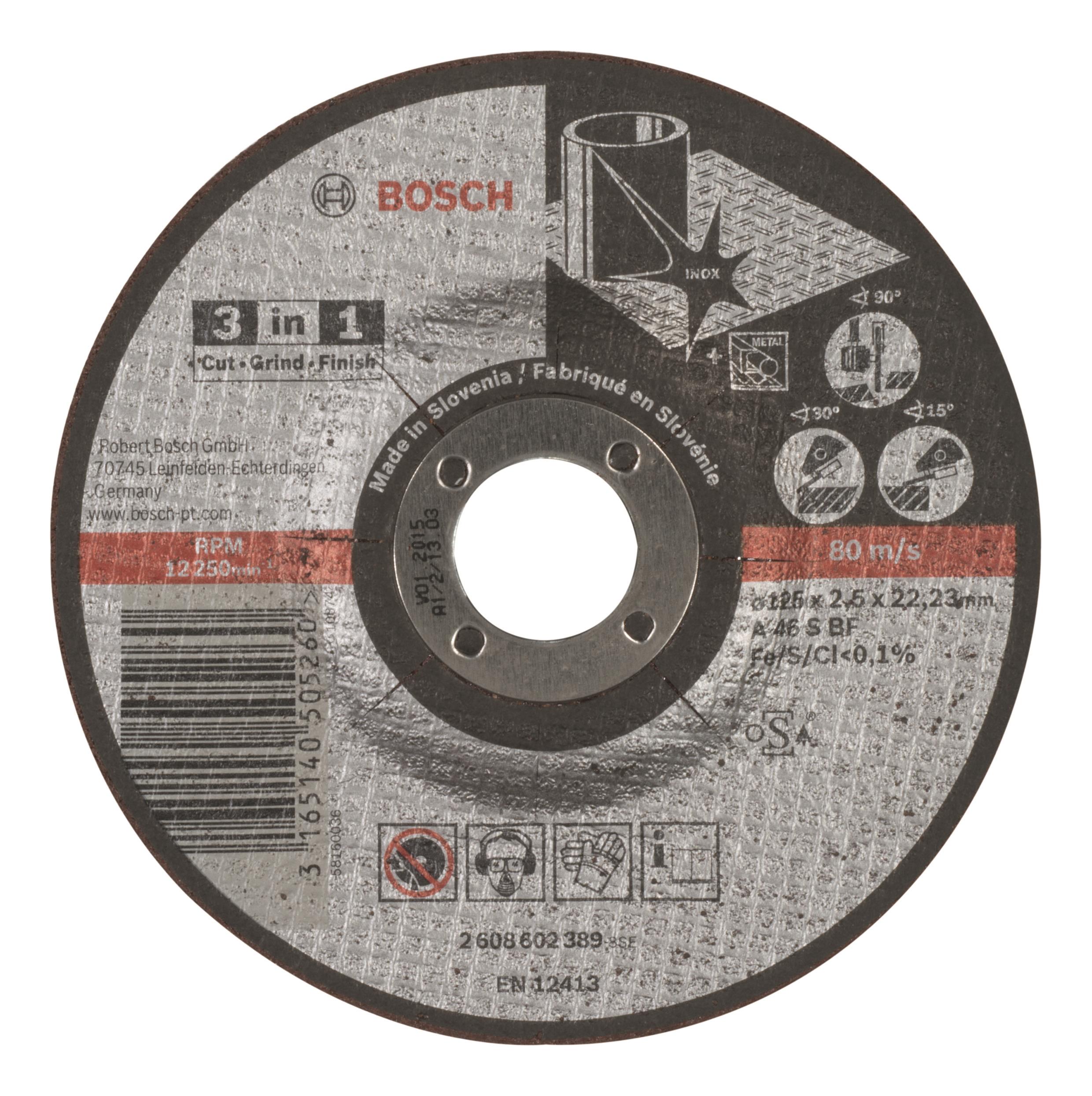 BOSCH Deliaci kotúč 3 v 1 A 46 S BF, 125 mm, 2,5 mm 2.608.602.389