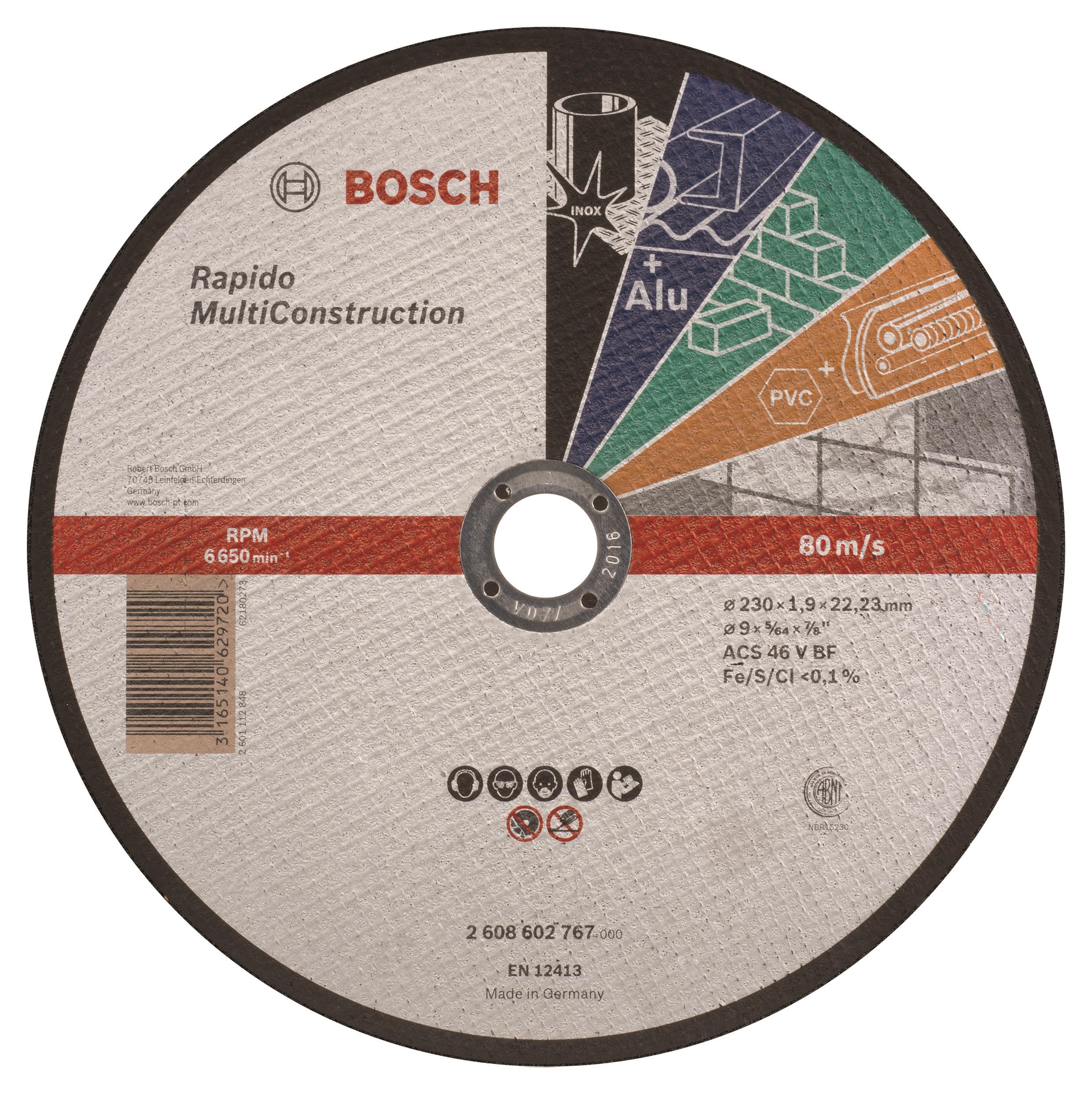 BOSCH Deliaci kotúč rovný Rapido Multi Construction ACS 46 V BF, 230 mm, 1,9 mm 2.608.602.767
