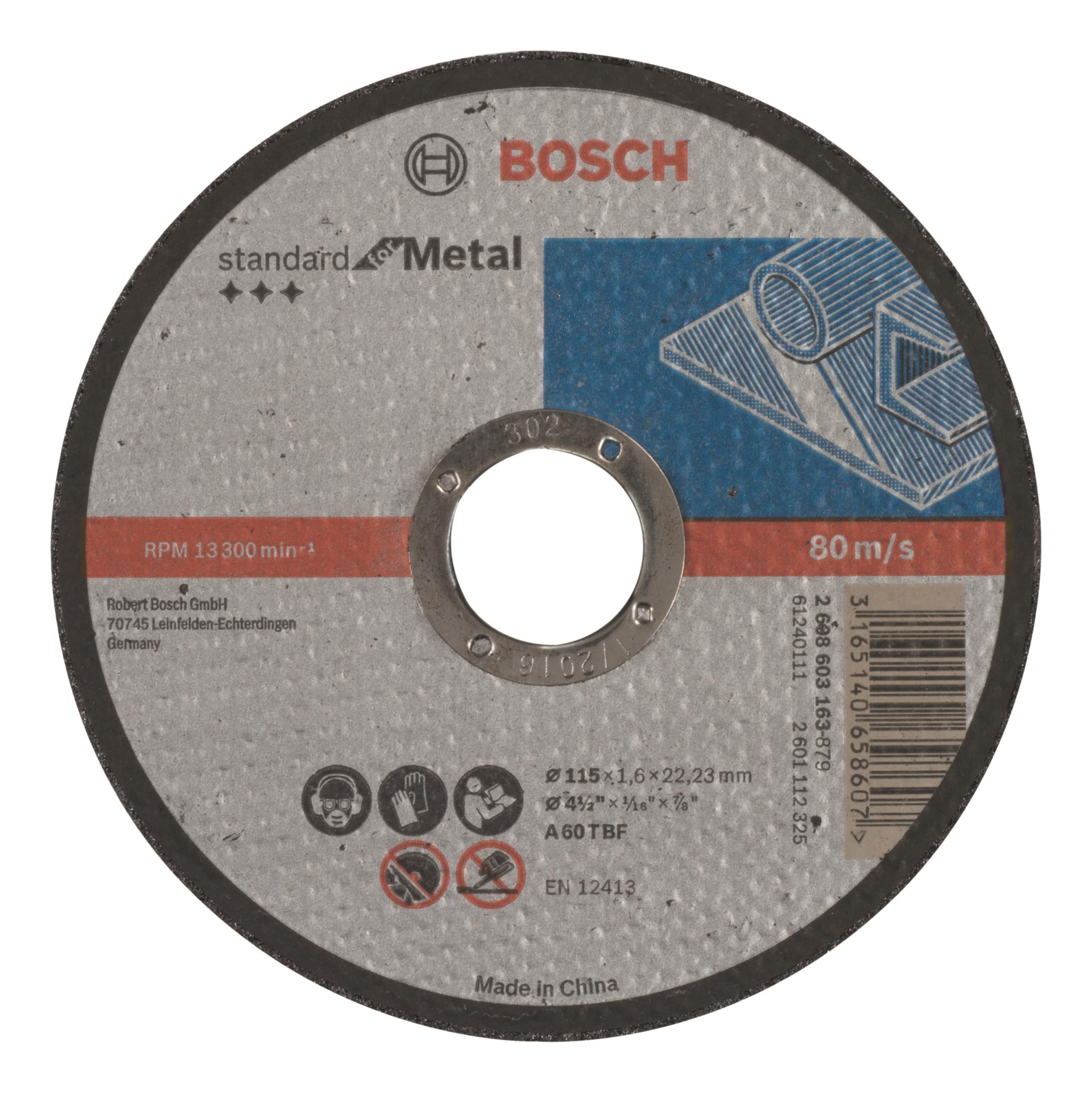 BOSCH Deliaci kotúč rovný Standard for Metal A 60 T BF, 115 mm, 22,23 mm, 1,6 mm 2.608.603.163