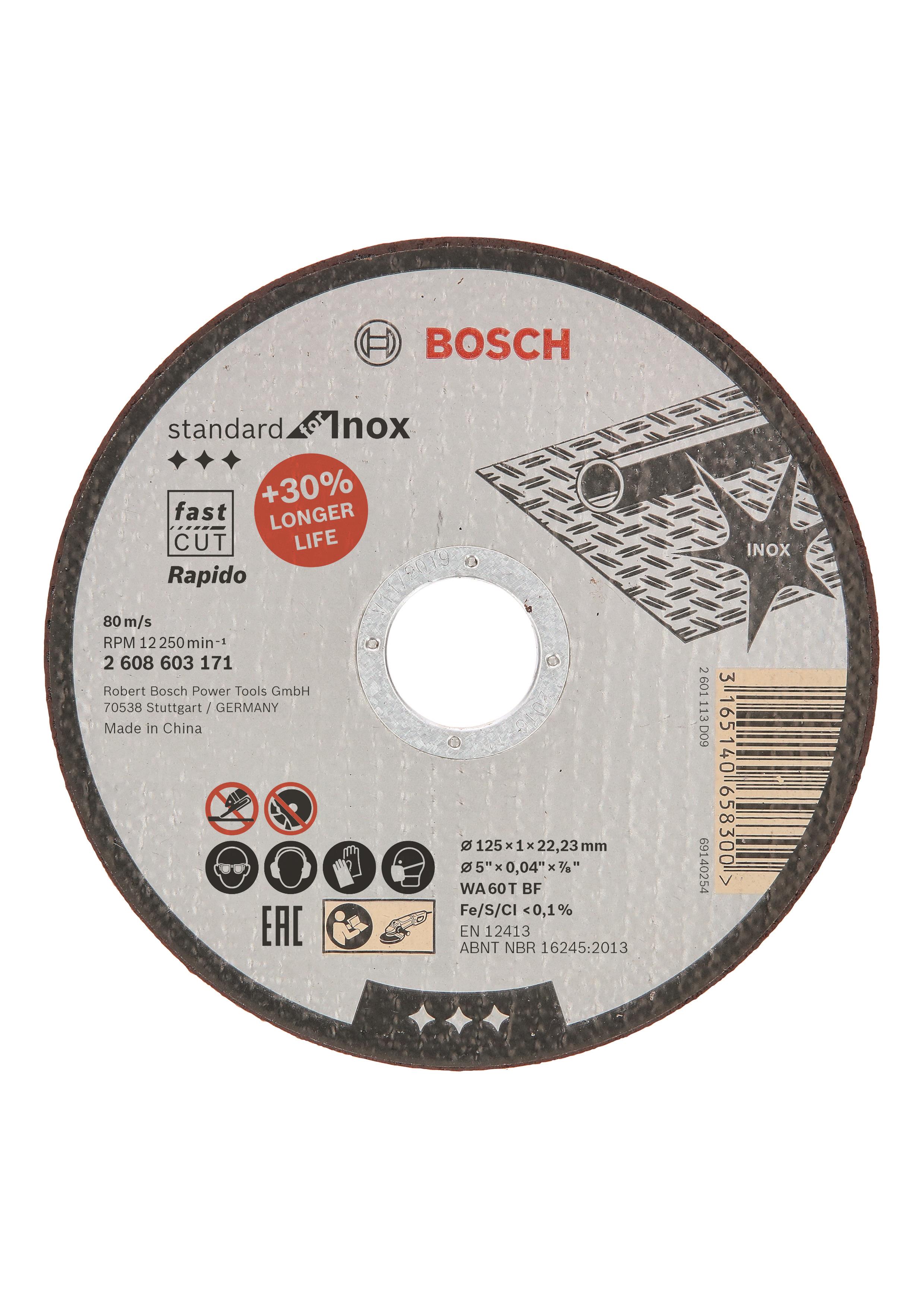 BOSCH Standard for Inox – Rapido WA 60 T BF, 125 mm, 22,23 mm, 1,0 mm 2.608.603.171