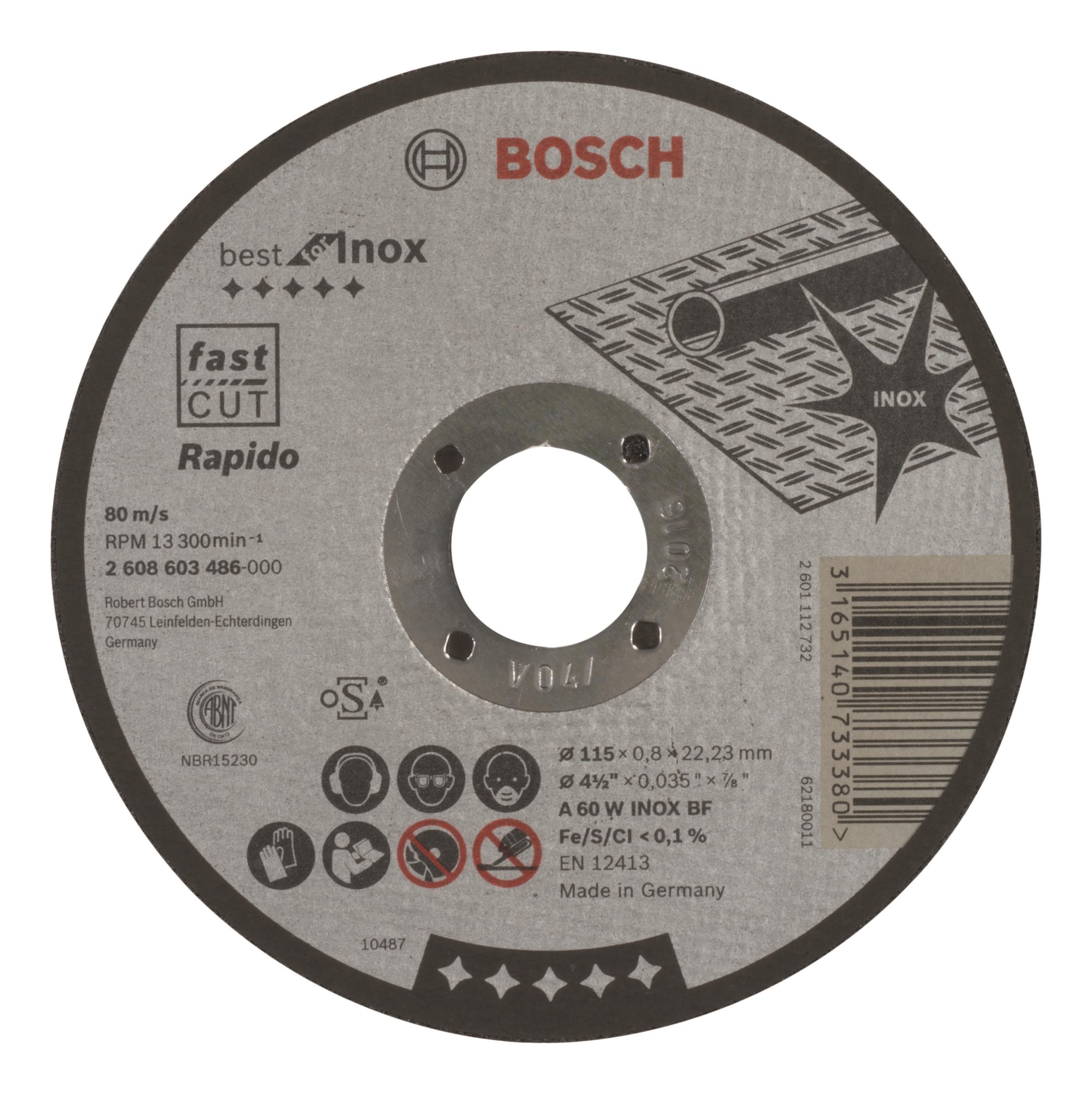 BOSCH Deliaci kotúč rovný Best for Inox – Rapido A 60 W INOX BF, 115 mm, 0,8 mm 2.608.603.486