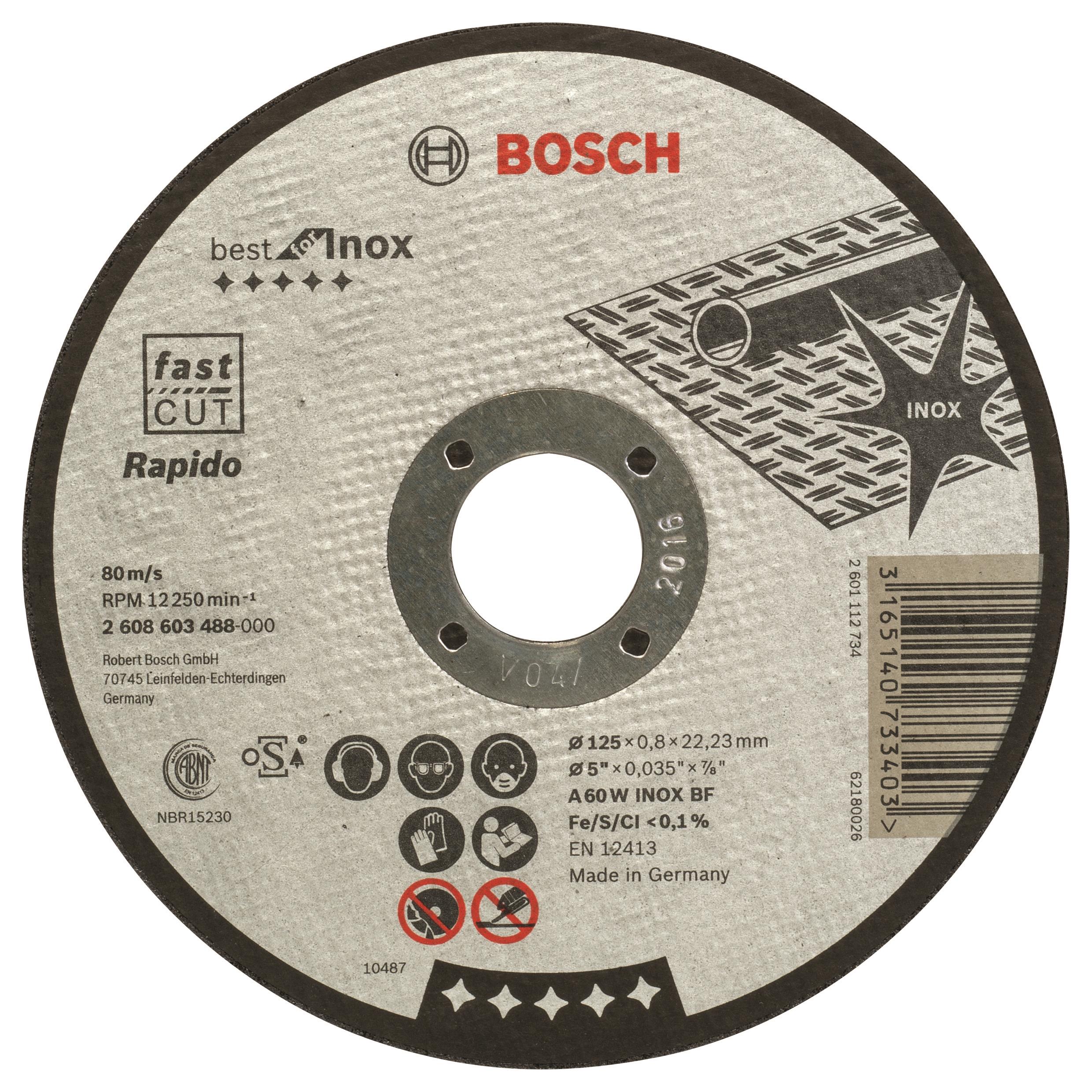 BOSCH Deliaci kotúč rovný Best for Inox – Rapido A 60 W INOX BF, 125 mm, 0,8 mm 2.608.603.488